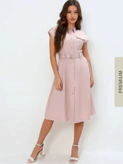 Frühlingskleider|Kleider, Overalls>MOHITO Midi-Kleid aus Lyocell Pink