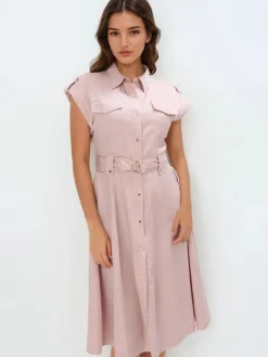 Frühlingskleider|Kleider, Overalls>MOHITO Midi-Kleid aus Lyocell Pink