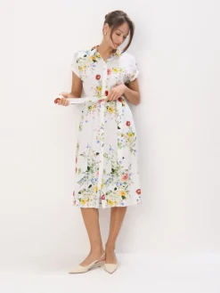 Bestsellers>MOHITO Midikleid aus Viskose Weiu00df