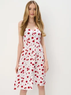 Geblümte Kleider|Kleider, Overalls>MOHITO Midikleid aus Viskose Weiu00df