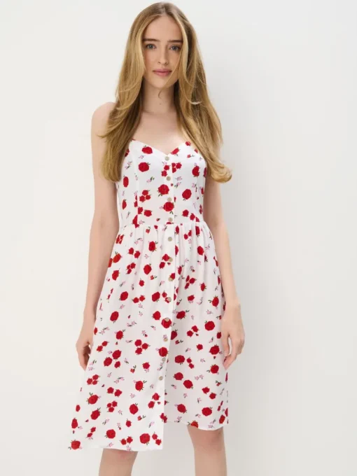 Geblümte Kleider|Kleider, Overalls>MOHITO Midikleid aus Viskose Weiu00df