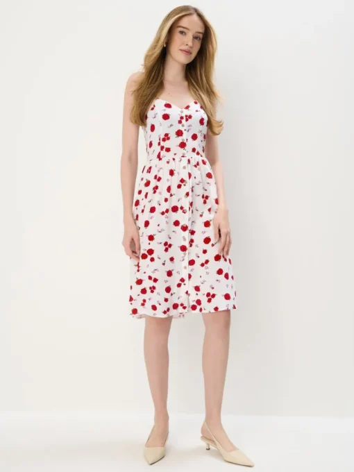 Geblümte Kleider|Kleider, Overalls>MOHITO Midikleid aus Viskose Weiu00df