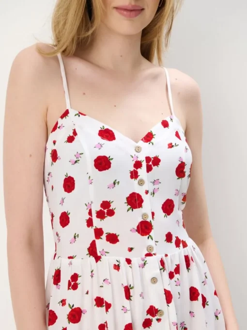 Geblümte Kleider|Kleider, Overalls>MOHITO Midikleid aus Viskose Weiu00df