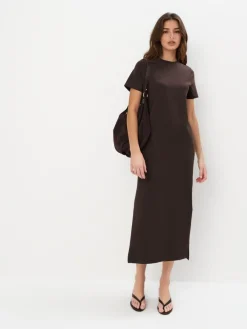 Bestsellers>MOHITO Midikleid mit kurzen Ärmeln Dunkelbraun