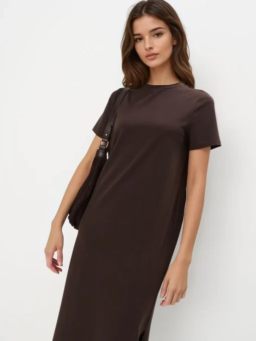Bestsellers>MOHITO Midikleid mit kurzen Ärmeln Dunkelbraun