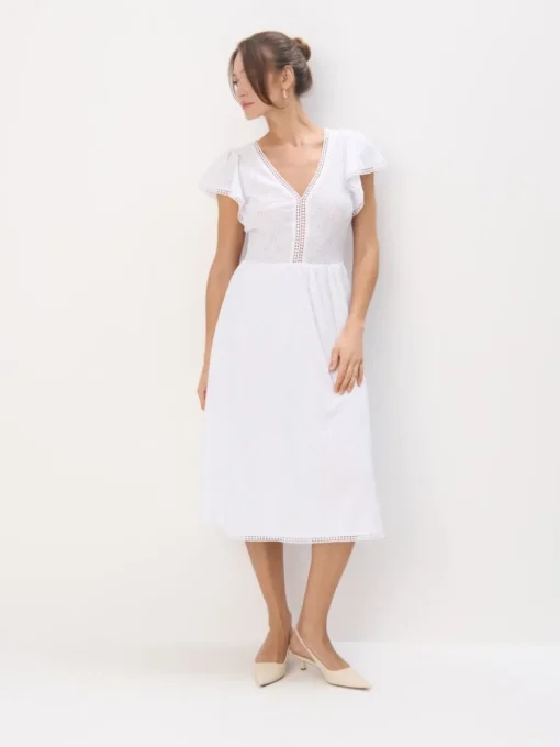 Frühlingskleider|Kleider, Overalls>MOHITO Midikleid mit kurzen Ärmeln Weiu00df