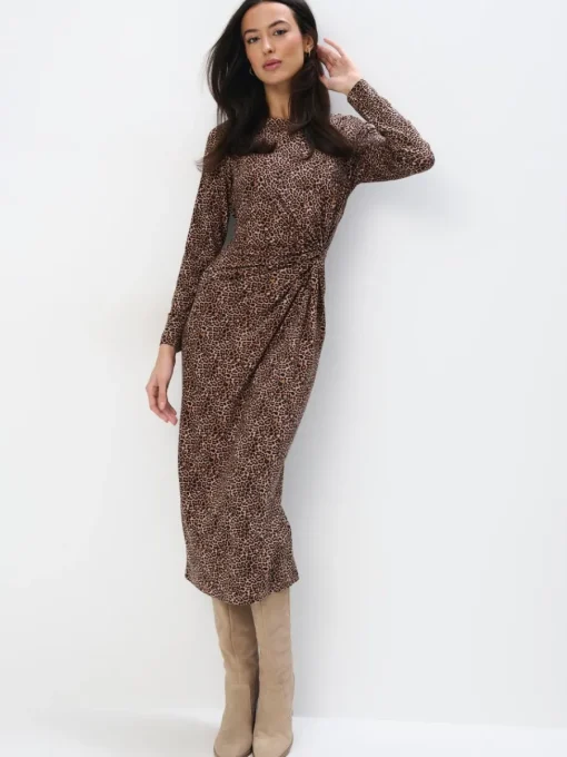 Midi, Maxikleider|Kleider, Overalls>MOHITO Midikleid mit Leopardenmuster Beige