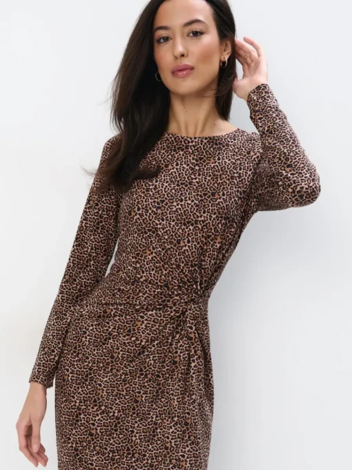 Midi, Maxikleider|Kleider, Overalls>MOHITO Midikleid mit Leopardenmuster Beige