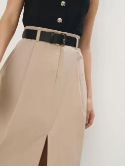 Röcke></noscript>MOHITO Midirock mit Gürtel Beige