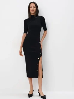 Midi, Maxikleider|Kleider, Overalls>MOHITO Midi-Strickkleid Schwarz
