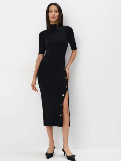 Midi, Maxikleider|Kleider, Overalls>MOHITO Midi-Strickkleid Schwarz