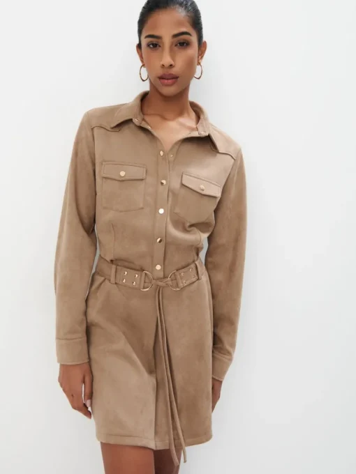 Minikleider|Kleider, Overalls>MOHITO Mini-Hemdkleid Beige