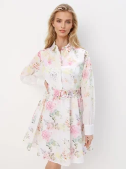 Kleider, Overalls|Entdecke Alles>MOHITO Mini-Hemdkleid aus Baumwolle Creme