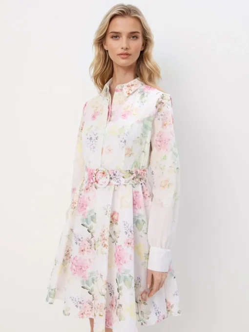 Kleider, Overalls|Entdecke Alles>MOHITO Mini-Hemdkleid aus Baumwolle Creme