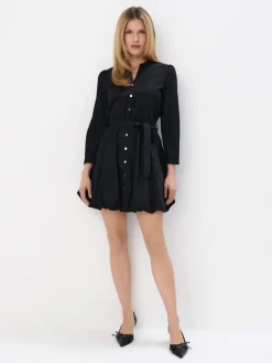 Minikleider|Kleider, Overalls>MOHITO Mini-Hemdkleid mit Bindegürtel Schwarz