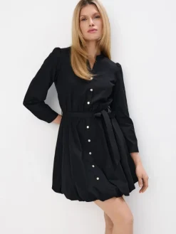 Minikleider|Kleider, Overalls>MOHITO Mini-Hemdkleid mit Bindegürtel Schwarz