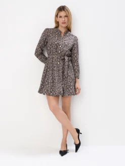 Minikleider|Kleider, Overalls>MOHITO Mini-Hemdkleid mit Bindegürtel Beige