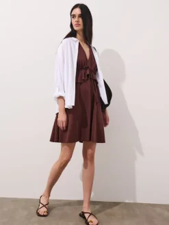Bestsellers|Kleider, Overalls>MOHITO Minikleid aus Baumwolle Dunkelbraun