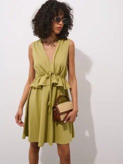 Frühlingskleider|Kleider, Overalls>MOHITO Minikleid aus Baumwolle Olivgrün