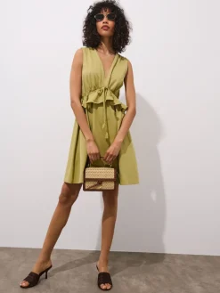 Frühlingskleider|Kleider, Overalls>MOHITO Minikleid aus Baumwolle Olivgrün