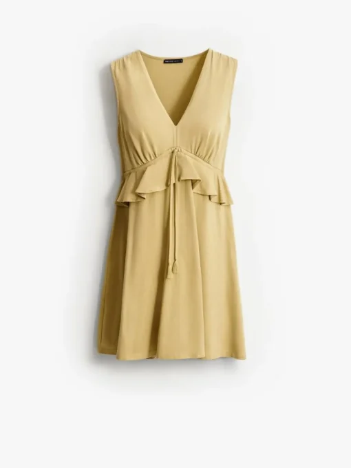 Frühlingskleider|Kleider, Overalls>MOHITO Minikleid aus Baumwolle Olivgrün