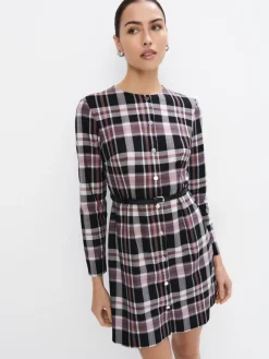 Minikleider|Kleider, Overalls>MOHITO Minikleid mit Gürtel Dunkelviolett