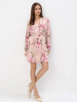 Geblümte Kleider|Kleider, Overalls>MOHITO Minikleid mit Gürtel Pink