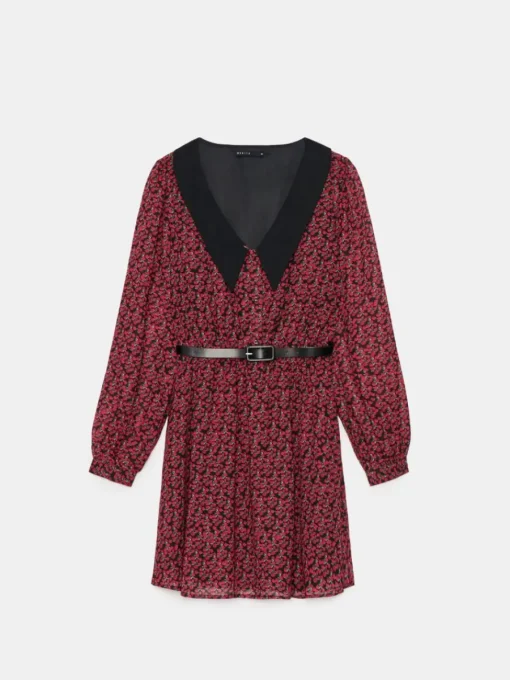 Geblümte Kleider|Kleider, Overalls>MOHITO Minikleid mit Gürtel Schwarz