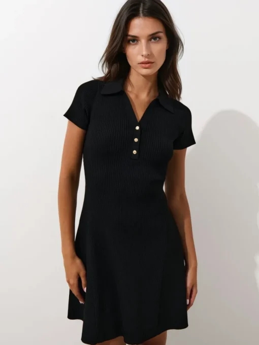 Coming Soon!>MOHITO Minikleid mit Kragen Schwarz