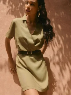 Bestsellers>MOHITO Minikleid mit Kuvert-Ausschnitt Olivgrün