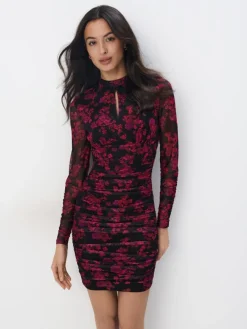 Geblümte Kleider|Kleider, Overalls>MOHITO Minikleid mit Raffung Schwarz