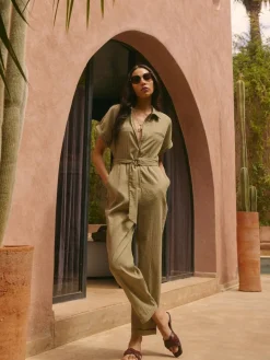 Overalls|Kleider, Overalls>MOHITO Overall mit Gürtel Olivgrün