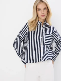 Blusen, Hemden>MOHITO Oversize-Hemd aus Baumwolle Navy