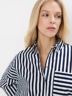 Blusen, Hemden></noscript>MOHITO Oversize-Hemd aus Baumwolle Navy