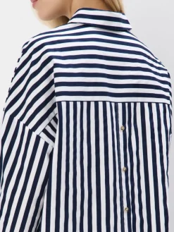 Blusen, Hemden></noscript>MOHITO Oversize-Hemd aus Baumwolle Navy