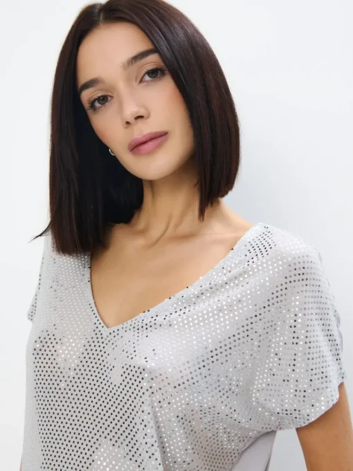 Blusen, Hemden>MOHITO Oversize-Top mit Schimmereffekt Grau