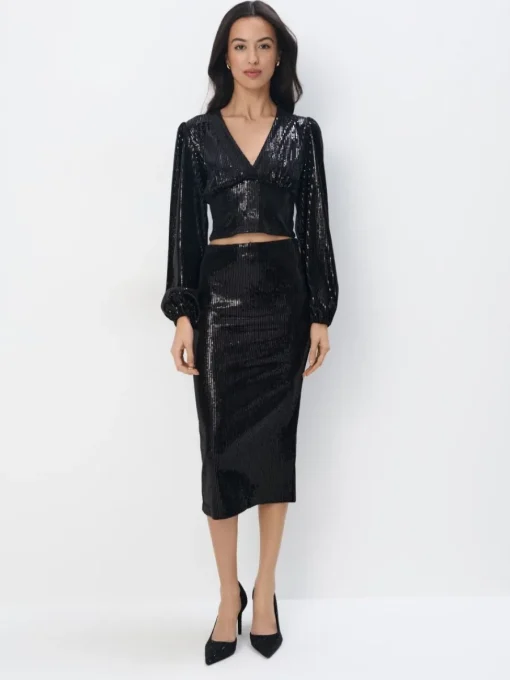 Blusen, Hemden>MOHITO Paillettenbluse Schwarz