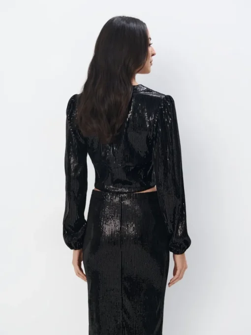 Blusen, Hemden>MOHITO Paillettenbluse Schwarz