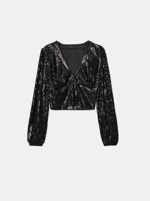 Blusen, Hemden>MOHITO Paillettenbluse Schwarz