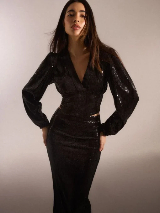 Blusen, Hemden>MOHITO Paillettenbluse Schwarz