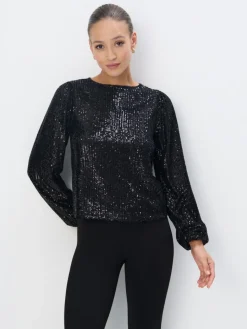 Blusen, Hemden>MOHITO Paillettenbluse Schwarz