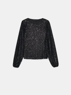 Blusen, Hemden></noscript>MOHITO Paillettenbluse Schwarz