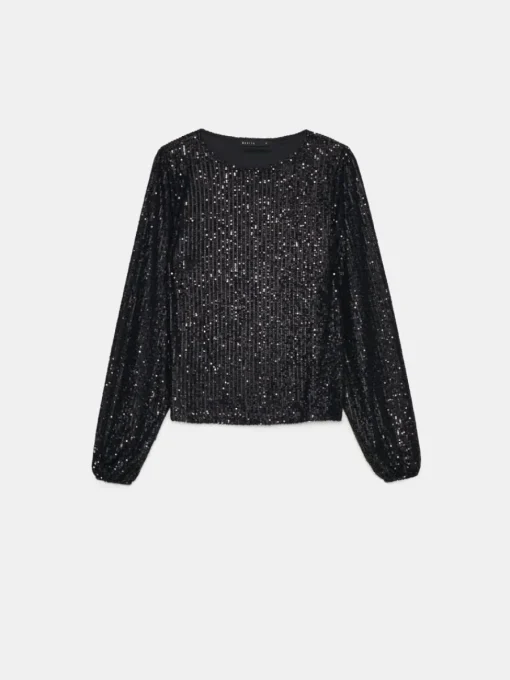 Blusen, Hemden>MOHITO Paillettenbluse Schwarz