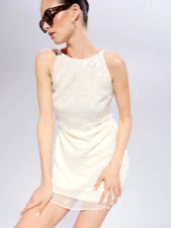 Kleider, Overalls|Entdecke Alles>MOHITO Paillettenkleid Creme