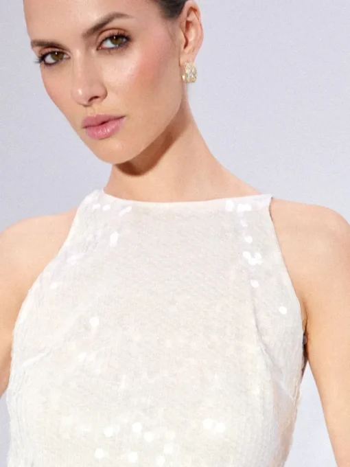 Kleider, Overalls|Entdecke Alles>MOHITO Paillettenkleid Creme