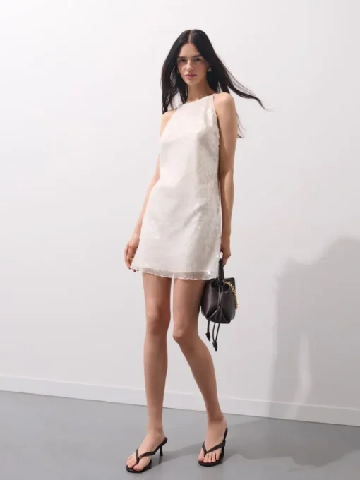 Kleider, Overalls|Entdecke Alles>MOHITO Paillettenkleid Creme