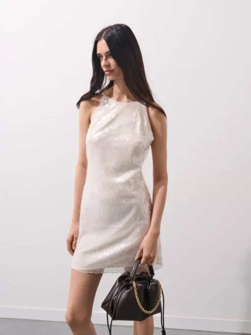 Kleider, Overalls|Entdecke Alles>MOHITO Paillettenkleid Creme