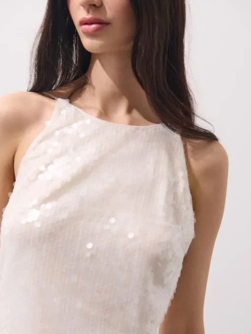 Kleider, Overalls|Entdecke Alles>MOHITO Paillettenkleid Creme