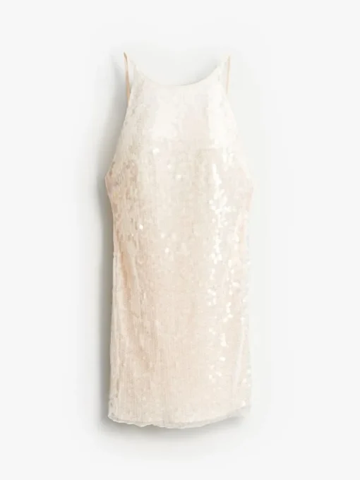 Kleider, Overalls|Entdecke Alles>MOHITO Paillettenkleid Creme