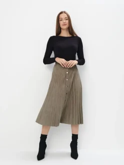 Röcke>MOHITO Plissee-Midirock Khaki